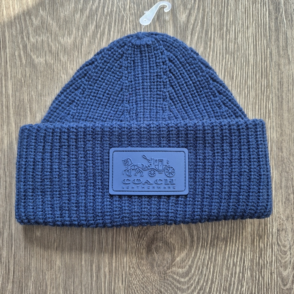 Coach Teal Knit Hat. Wool Blend NEW